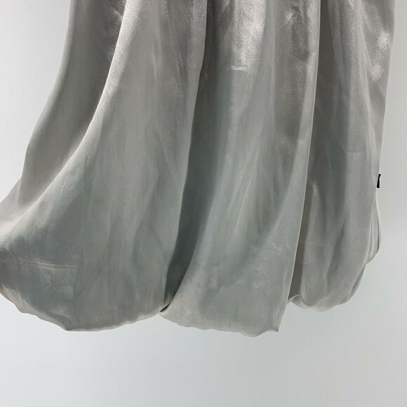 DKNY Silver Silky Sleeveless Ruffle Edge Dress - Picture 8 of 9